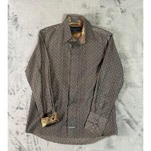Scott Weiland Collection English Laundry Brown Button Shirt M Paisley Lining